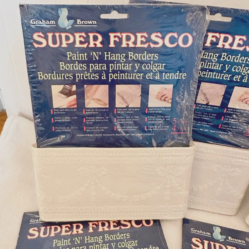 Vintage Graham & Brown Super Fresco Wallpaper Border 7 Roll NEW Paintable Ribbon